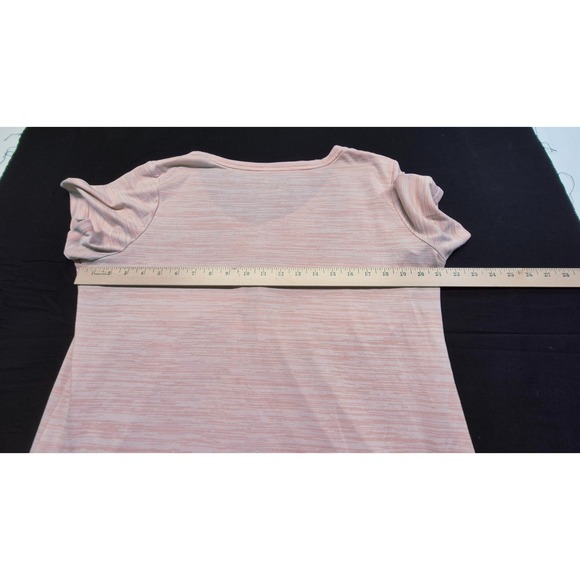 Nike women's heathered pink‎ workout athletic top v-neck black swoosh sz. XL - Picture 8 of 9